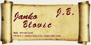 Janko Blović vizit kartica